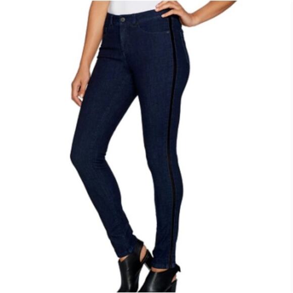 G.I.L.I Jeans Tuxedo Stripe Skinny Stretch Jegging Jeans - Size 16 - Picture 1 of 8